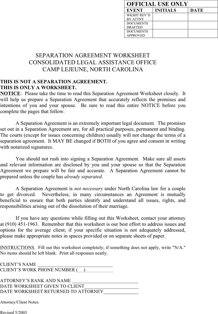 nc separation agreement template free separation agreement 