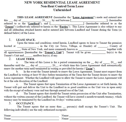 ny residential lease agreement template new york lease agreement 