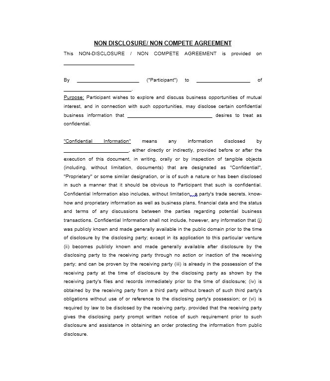 free non disclosure agreement template 40 non disclosure agreement 