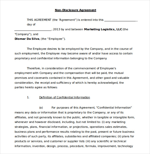 free confidentiality agreement template word 19 word non 