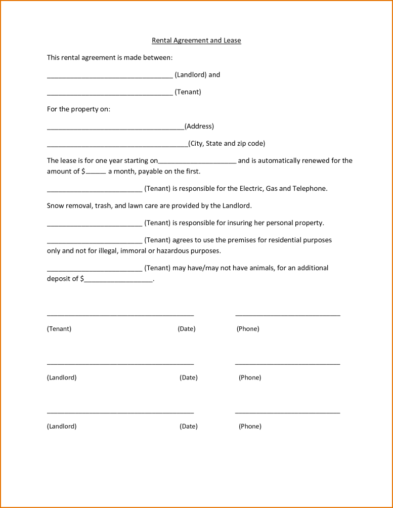 one page agreement template simple one page lease agreement 