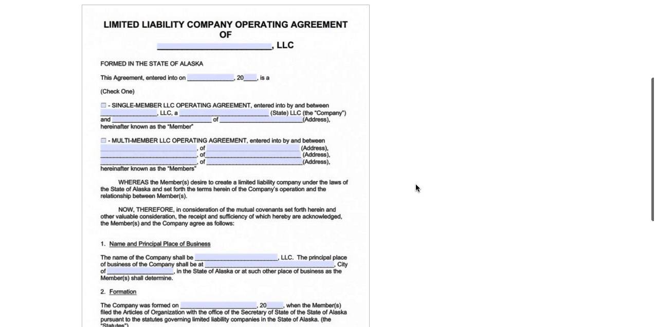 Alaska LLC Operating Agreement Template PDF Word YouTube