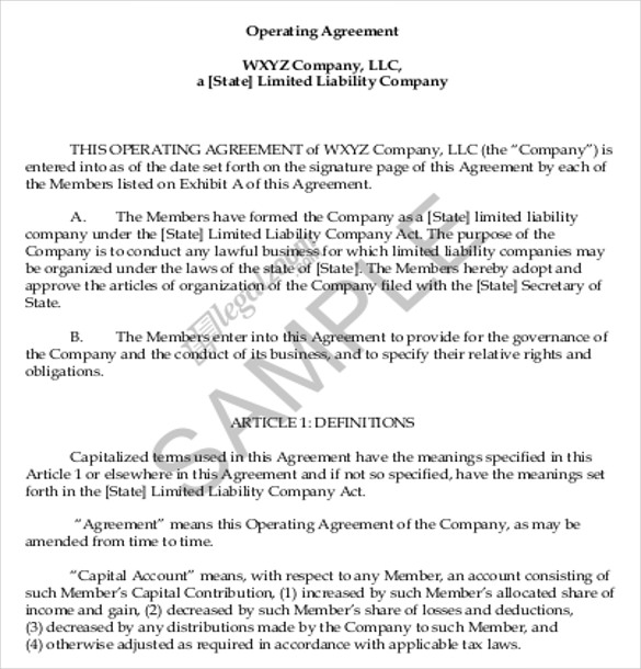 business operating agreement template 11 operating agreement 