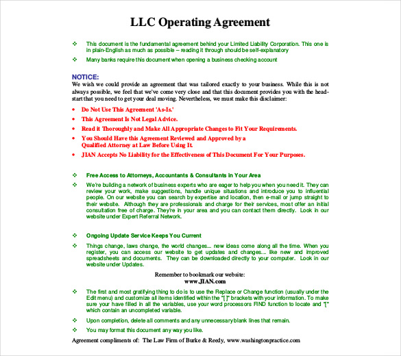 Operating Agreement Template 10+ Free Word, PDF Document Download 