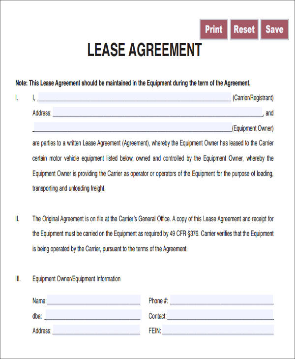 owner operator lease agreement template 7 owner operator lease 