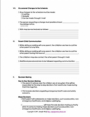 co parenting agreement template parenting plan worksheets for 