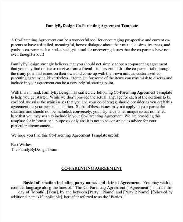 Parenting Agreement Templates 8+ Free PDF Documents Download 