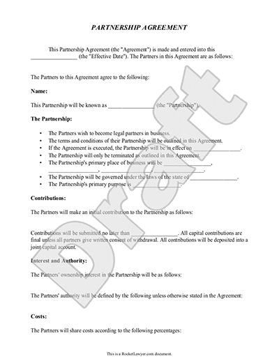 Sample Contract For Business Partnership Partnership Agreement 