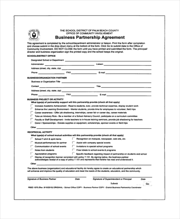 school partnership agreement template sample partnership agreement 