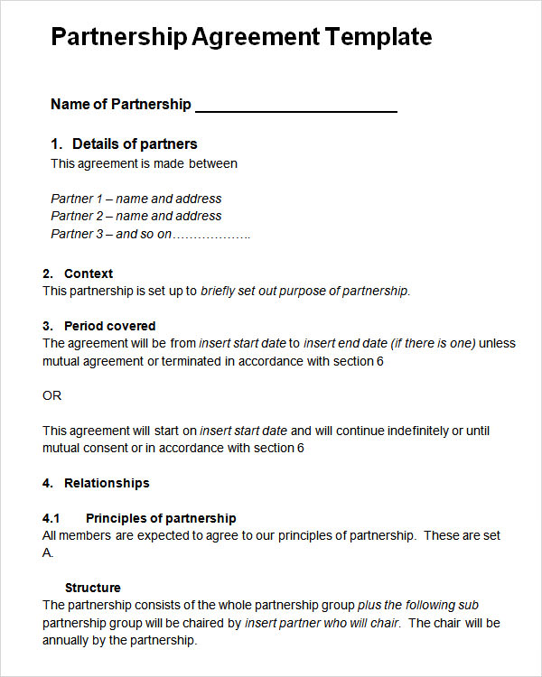 partnership agreement template word document partnership agreement 