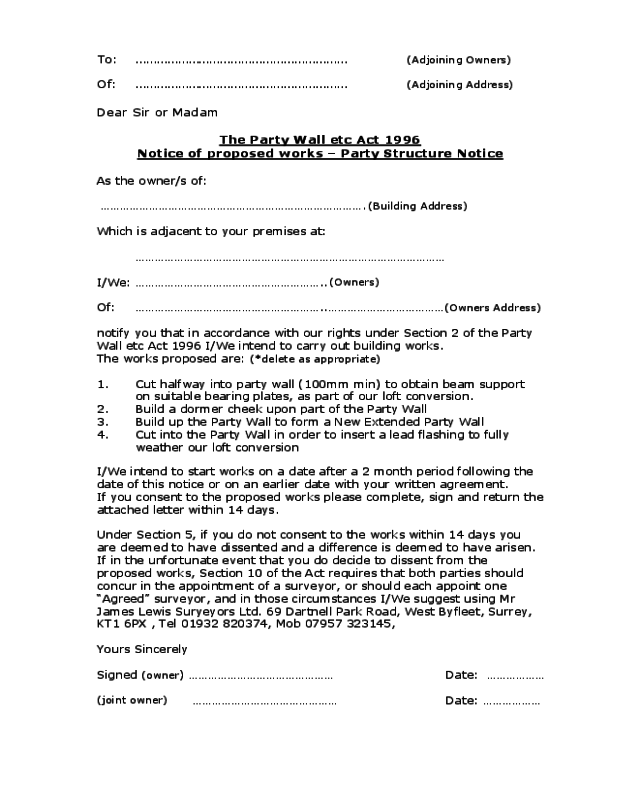 party wall agreement template loft conversion party wall agreement 