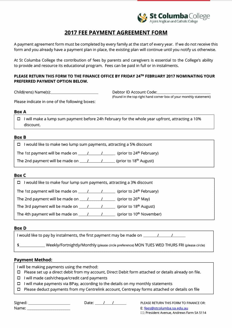 payment agreement form template payment plan agreement taking over 