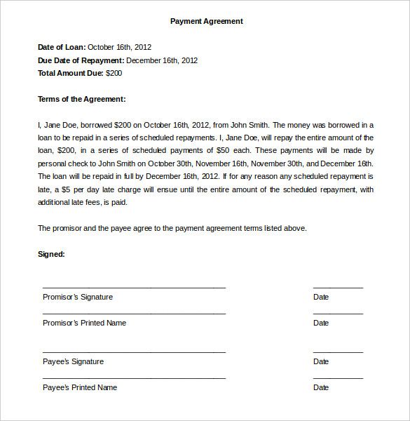 payment plan agreement template payment agreement template 