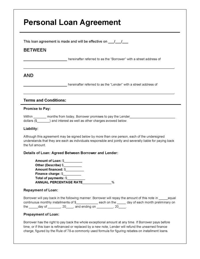 personal agreement template loan agreement template doc download 