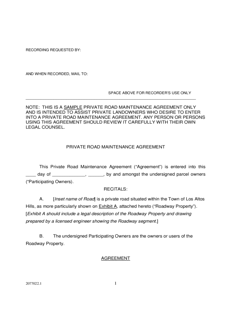 Road Maintenance Agreement Form 6 Free Templates in PDF, Word 