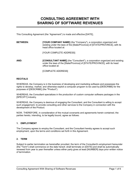 profit sharing agreement template revenue share agreement template 