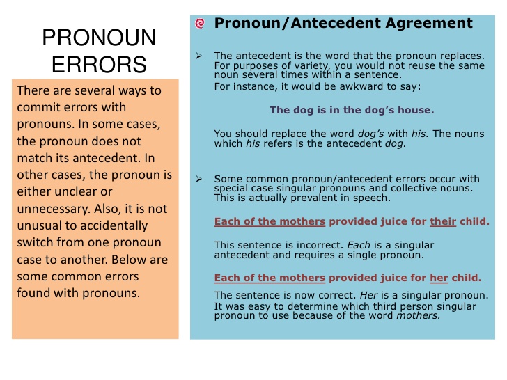 Pronoun errors