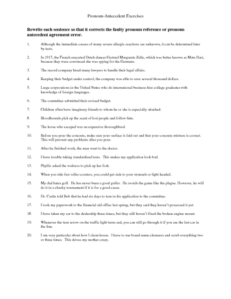 Free: 10 sentences with multiple choice answers; great for a quiz 