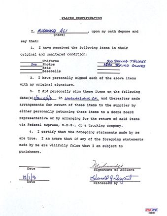 Lot Detail Muhammad Ali Signed Contract Agreement for Autograph 