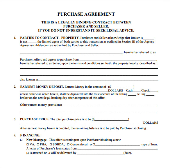 7+ Sample Home Purchase Agreements | Sample Templates