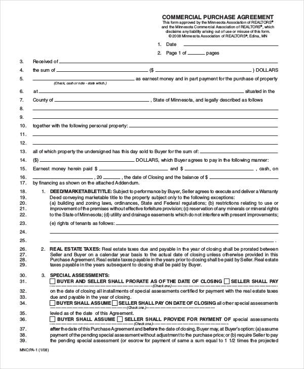 22+ Free Purchase Agreement Form