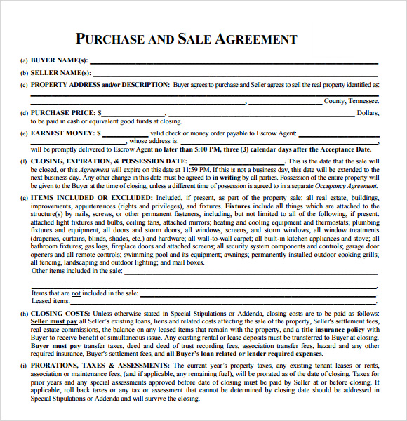 real estate purchase and sale agreement template sample real 