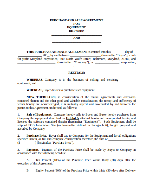 purchase and sale agreement template purchase and sale agreement 