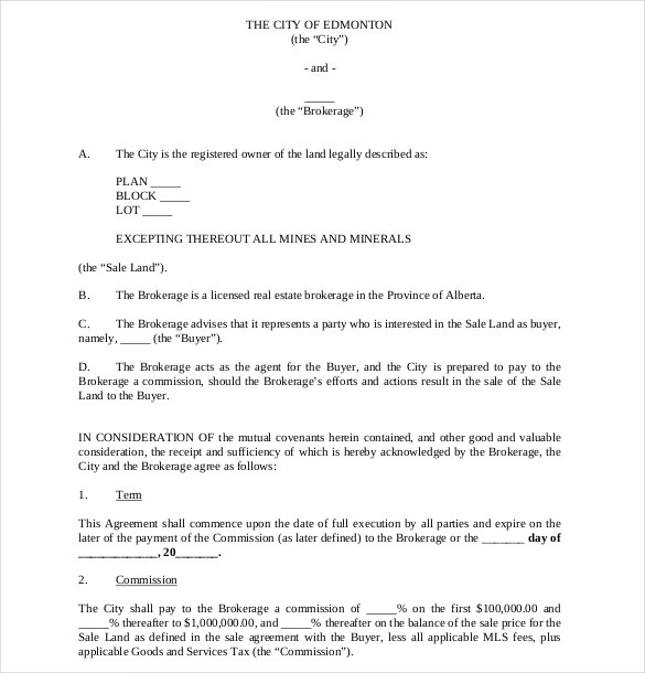 real estate commission agreement template commission agreement 