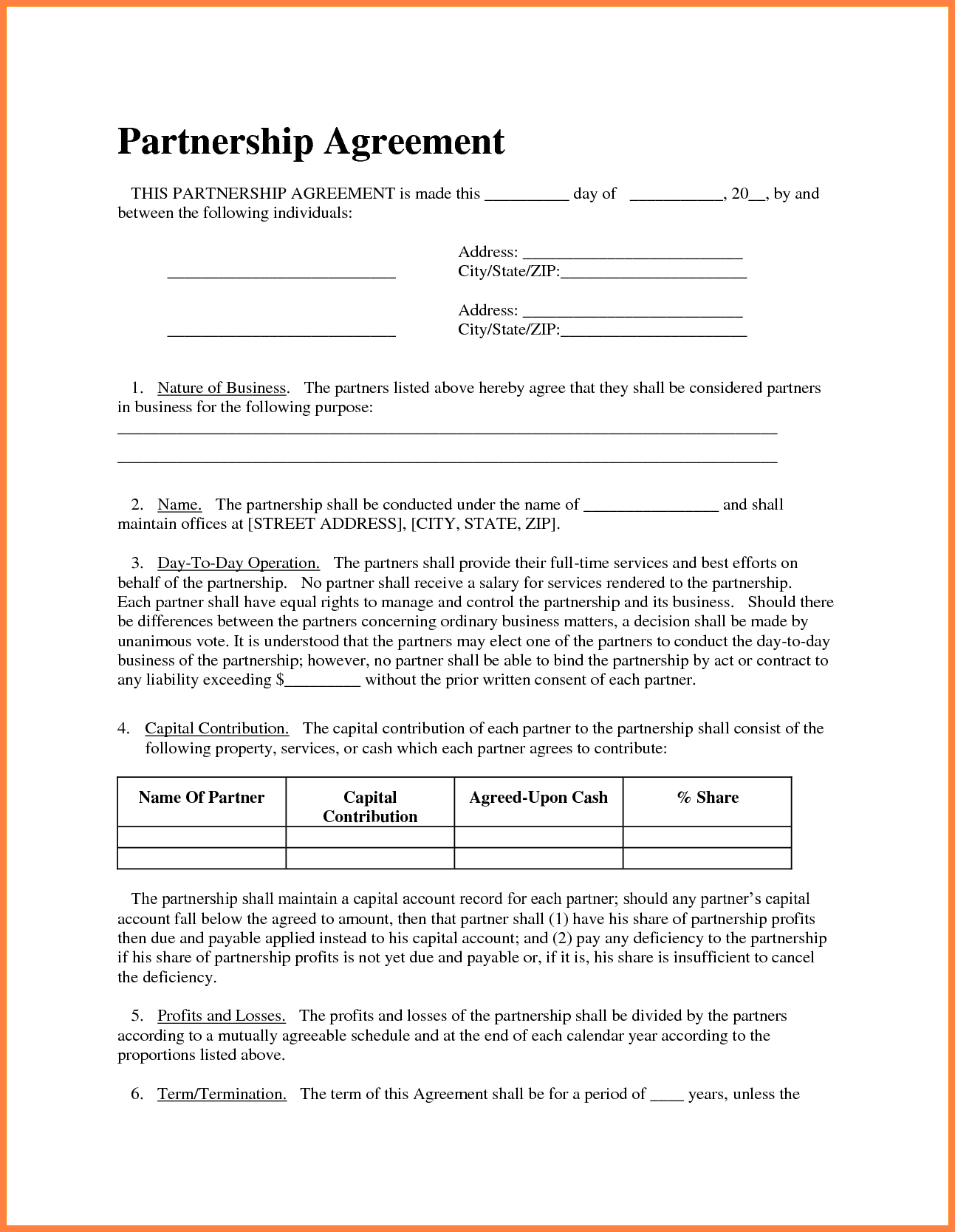 8+ real estate partnership agreement template | Purchase Agreement 