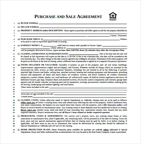 12+ Purchase and Sale Agreements – Samples, Examples & Format 