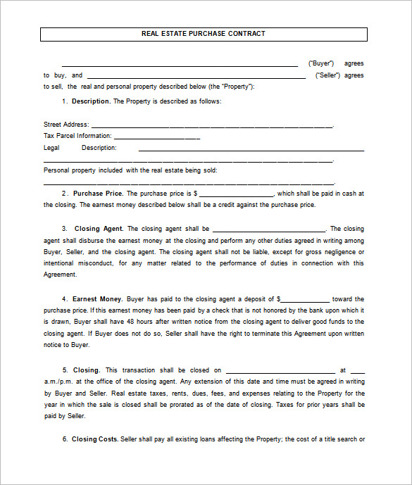 real estate sales agreement template 7 real estate contract 