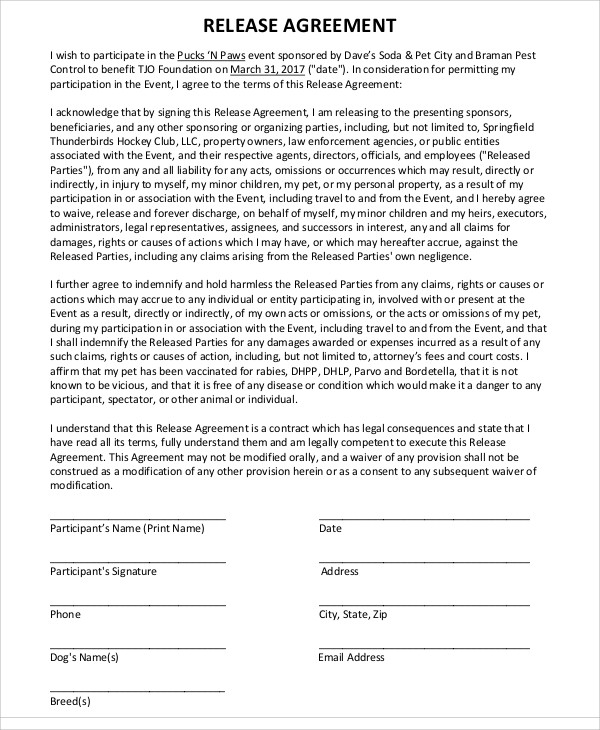 image release agreement template 9 release agreement templates 