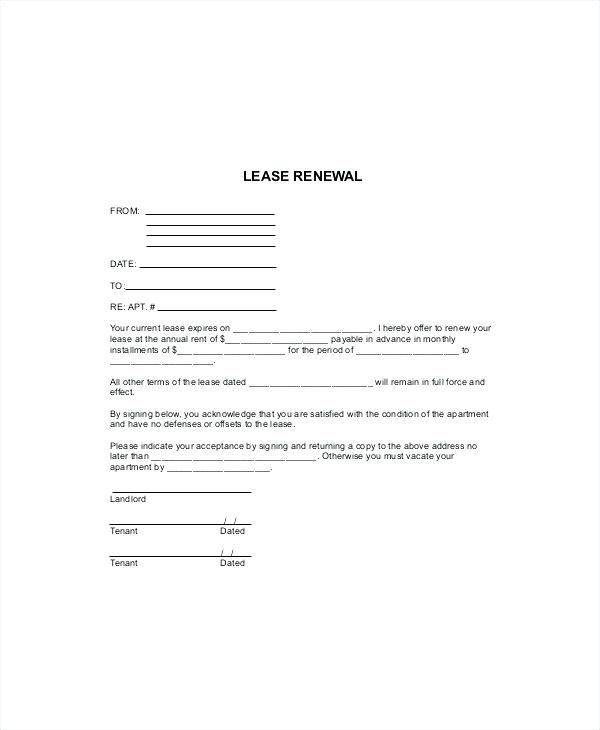 Lease Agreement Letter Rental Renewal Unique Sample 9 Download 
