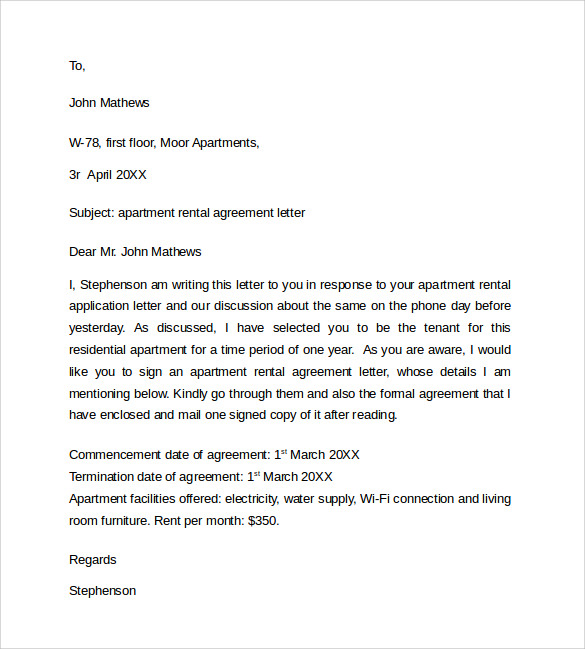 tenant agreement letters Ecza.solinf.co
