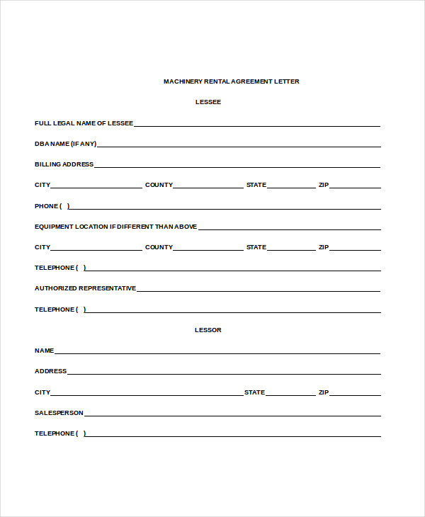Rental Agreement Letter – 7+ Word, PDF Documents Download | Free 