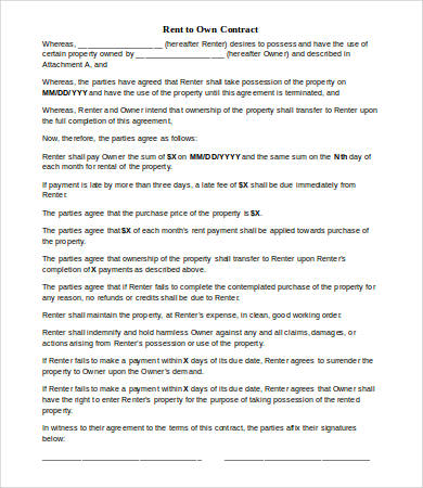 rent to own lease agreement template rent to own contract 4 free 