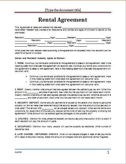 free rental agreement template word apartment rental agreement 