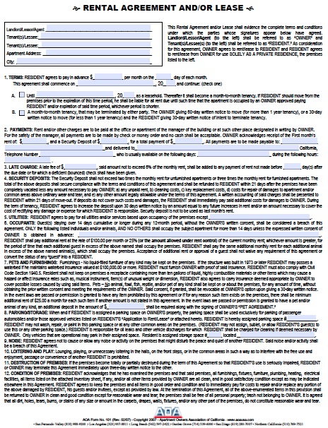 lease agreement template california lease agreement template 
