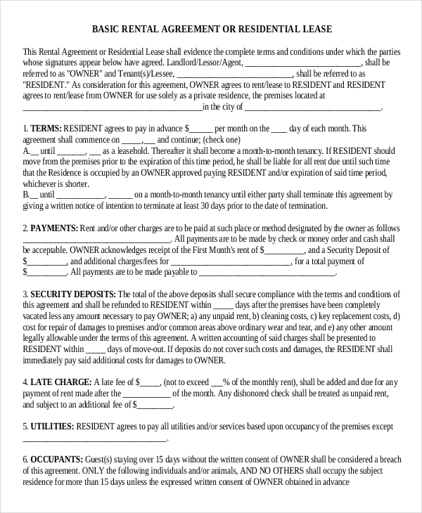 free rental lease agreement template 14 rental lease agreement 