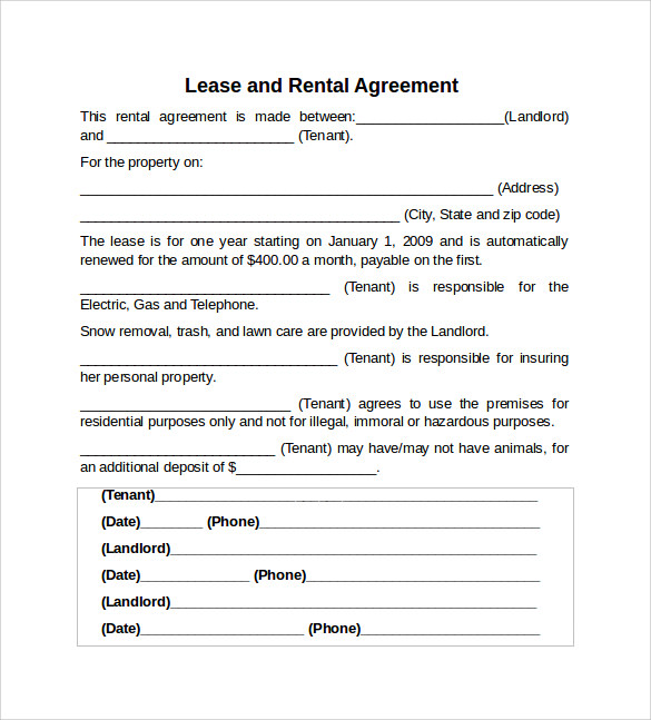 rental tenancy agreement template sample rental lease agreement 9 