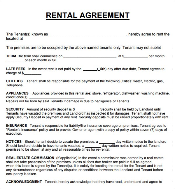 20+ Rental Agreement Templates Word Excel PDF Formats