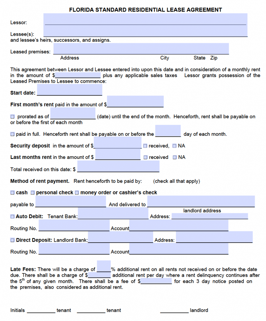 Download Florida Rental Lease Agreement Forms and Templates | PDF 