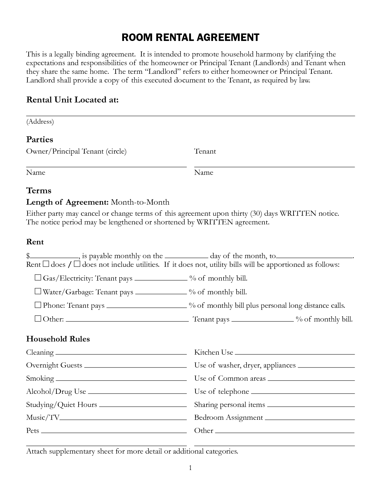 Free Printable Rental Lease Agreement Form Template | Bagnas 