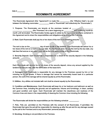 roomate agreement template roommate agreementcontract create 