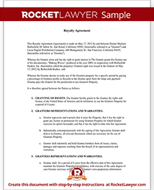 Royalty Agreement Template Sample Royalty Agreement | Rocket Lawyer