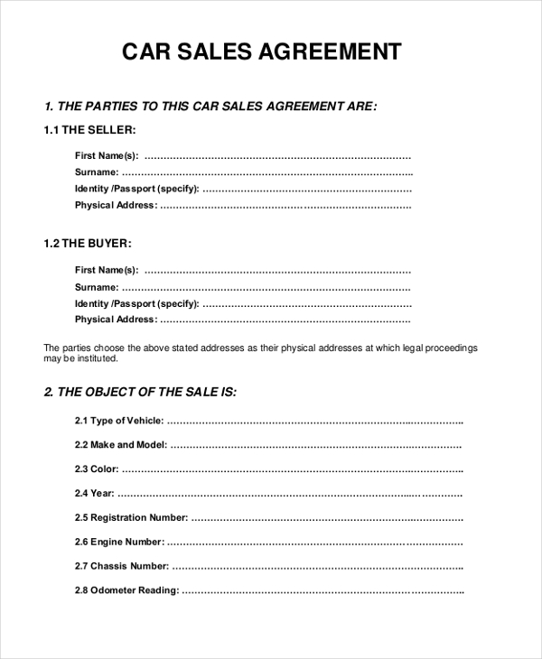 Sale Agreement Form For Car | The Best Snowboards