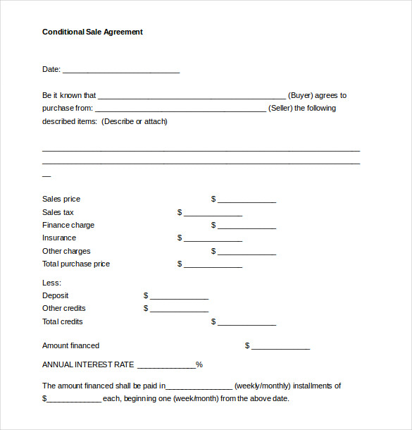 conditional sale agreement template 15 sales agreement templates 
