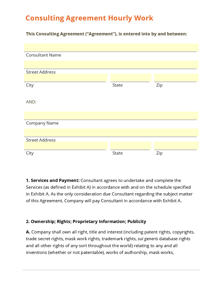 Sample Consulting Agreement Consulting Agreement Short Template 