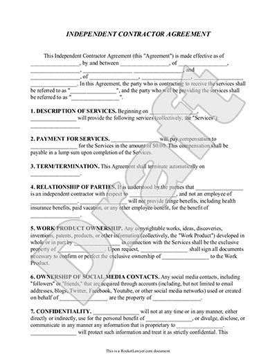 standard contractor agreement template sample contractor agreement 