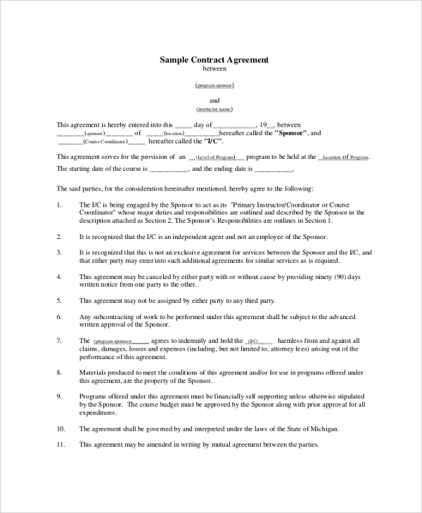 template for agreement between two parties sample contract 
